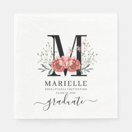 Studenten Blommigt Monogram Logotyp Party Papper Pappersservett