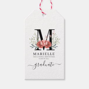 Studenten Blommigt Monogram Logotyp Presentetikett