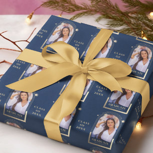 Studenten Blue Guld Sol Måne Stars Grad Photo Presentpapper