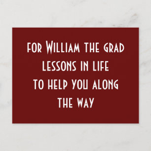 Studenten Blue Party Ord of Advice Card Lessons Vykort