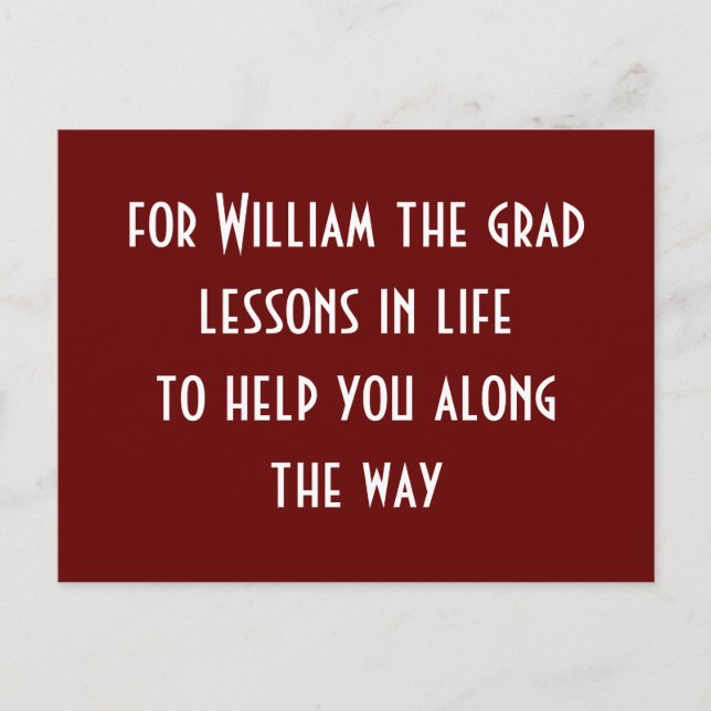 Studenten Blue Party Ord of Advice Card Lessons Vykort (Framsida)