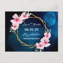 Studenten Blue rosa blommor Spara datum Vykort