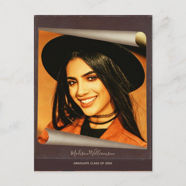 Studenten Boho Rustic Photo Tackkort Meddelande Vykort (Framsida)