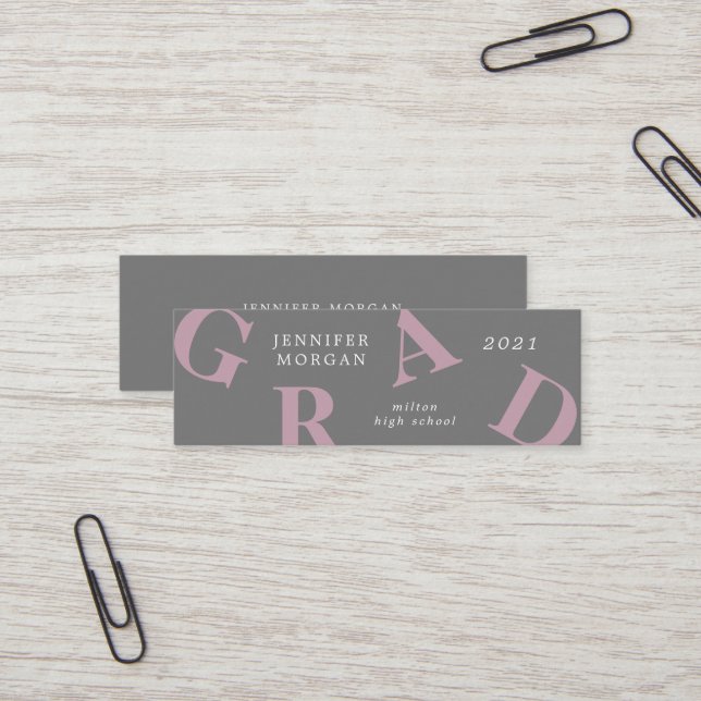 Studenten Bold Brev School Färg Namn Card Mini Visitkort (Fram/Back In Situ)