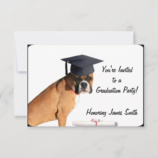 Studenten Boxer-hund Inbjudningar (Framsida)
