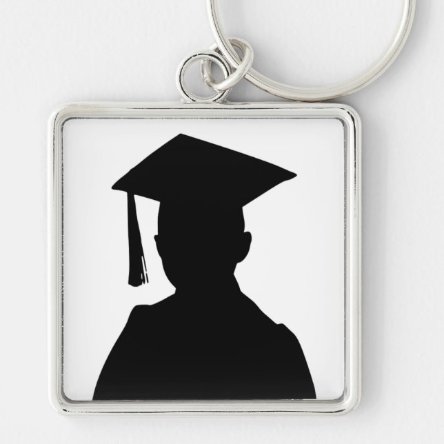 STUDENTEN BOY FYRKANTIG SILVERFÄRGAD NYCKELRING (Framsidan)