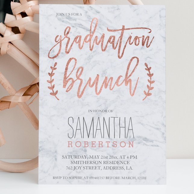 studenten brunch av typografmarble guld inbjudningar (Skapare uppladdad)