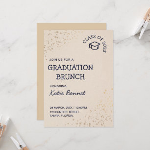 Studenten Brunch Elegant Simple Breakfast Inbjudningar