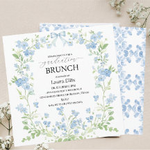 studenten brunch-inbjudan till elegant blå blommig