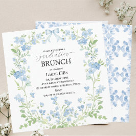 studenten brunch-inbjudan till elegant blå blommig inbjudningar