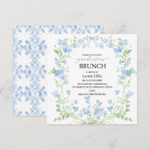 studenten brunch-inbjudan till elegant blå blommig
