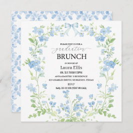 studenten brunch-inbjudan till elegant blå blommig inbjudningar
