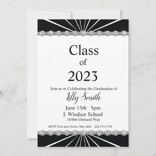 Studenten Burst Black & White-inbjudan 2023 Inbjudningar (Framsida)