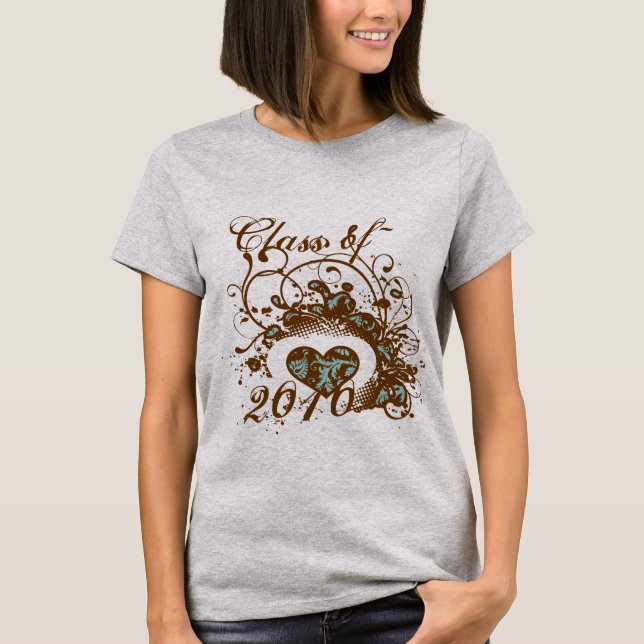 Studenten Byte år Whimsical Vinge Heart Swirls Tee Shirt (Framsida)