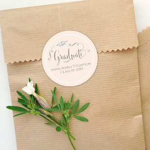 Studenten Calligraphy Script Simple Light Peach Runt Klistermärke