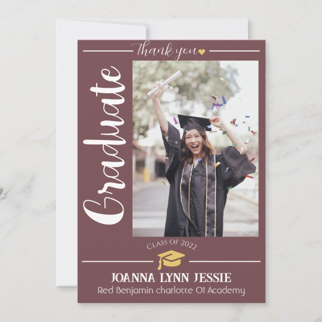 Studenten Cap-guld tack, Elegant T Tack Kort (Framsida)