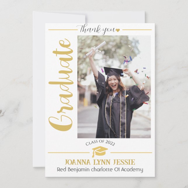 Studenten Cap-guld tack, Elegant T Tack Kort (Framsida)