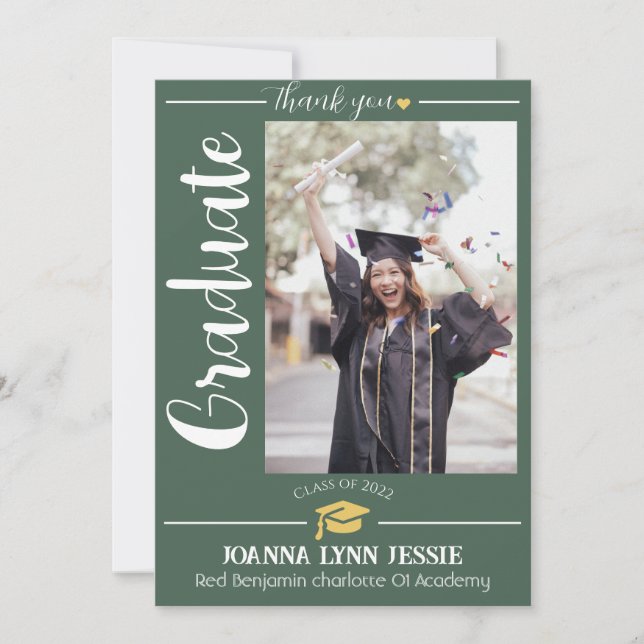 Studenten Cap-guld tack, Elegant T Tack Kort (Framsida)