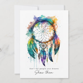 Studenten Card Rainbow Dreamcatcher Watercolor Tack Kort