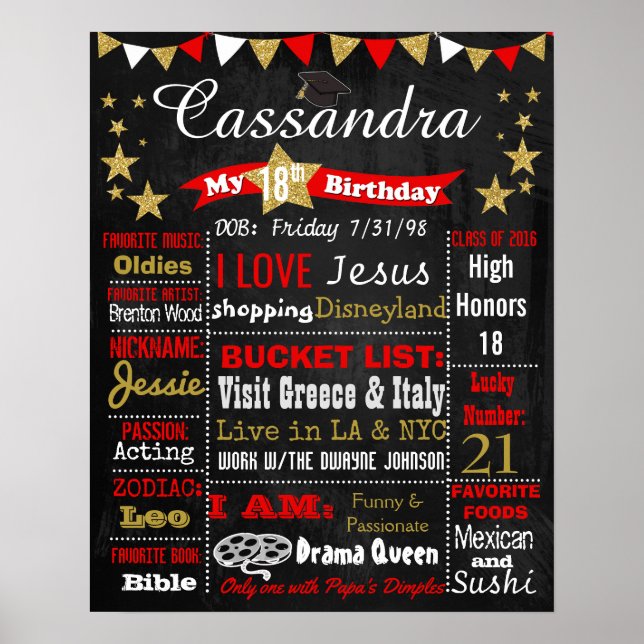 Studenten-chalkboard, 18-årsdag poster (Framsidan)