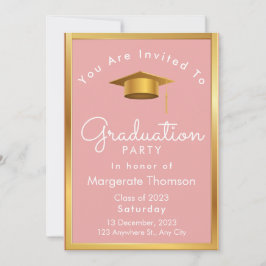 Studenten chic av foton - modern rosa inbjudningar