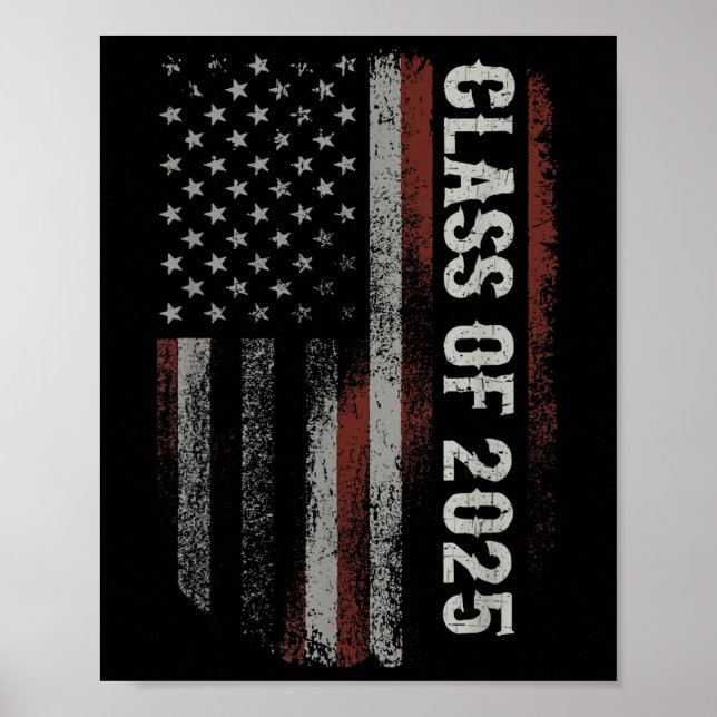 Studenten Cl of 2025 Senior Patriotic USA Poster (Framsidan)