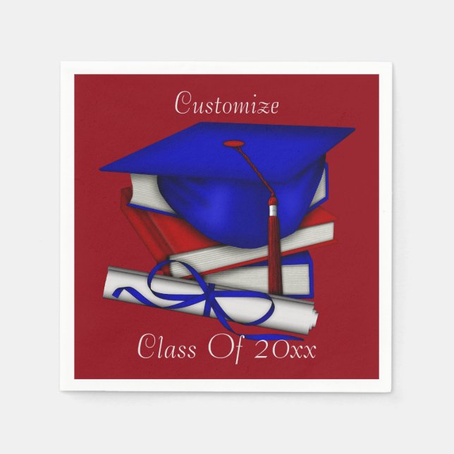Studenten & Class Reunion Cap & Diploma Napkins 3 Pappersservett (Framsidan)