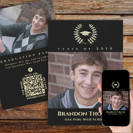 Studenten Classic Photo Black Guld Laureate Inbjudningar