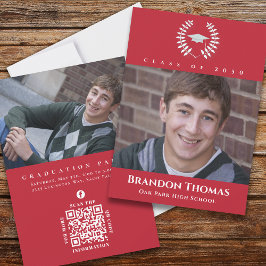 Studenten Classic Photo Cardinal Red Laureate Inbjudningar