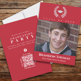 Studenten Classic Photo Laureate Red Inbjudningar