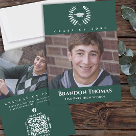 Studenten Classic Photo Mörk grönt Laurel Löv Inbjudningar