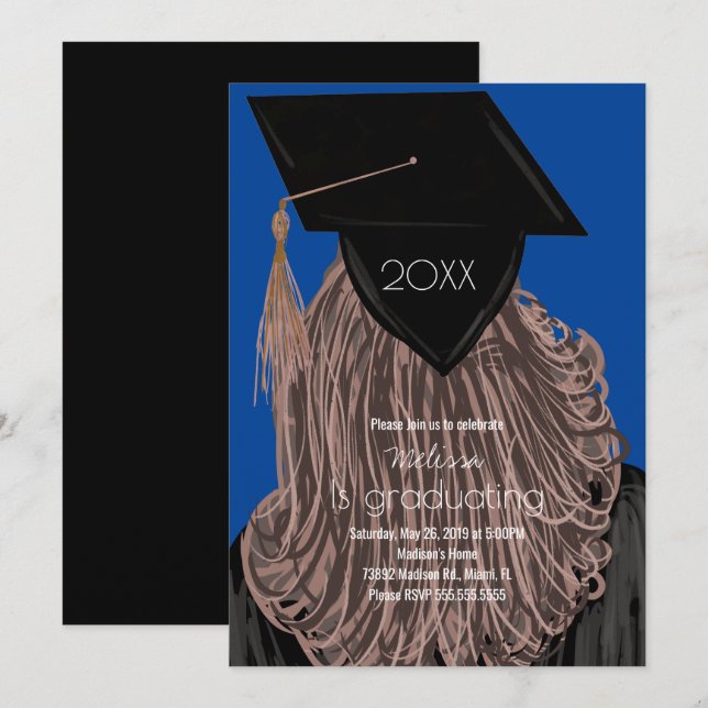 Studenten College Highschool Student Party Invi Inbjudningar (Fram/baksida)