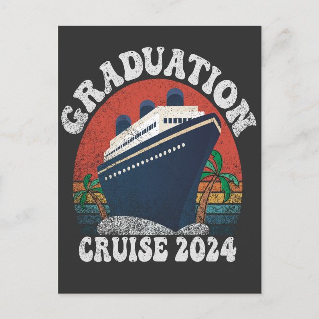 Studenten Cruise 2024 Funny Summer Vacation Retro Meddelande Vykort (Framsida)