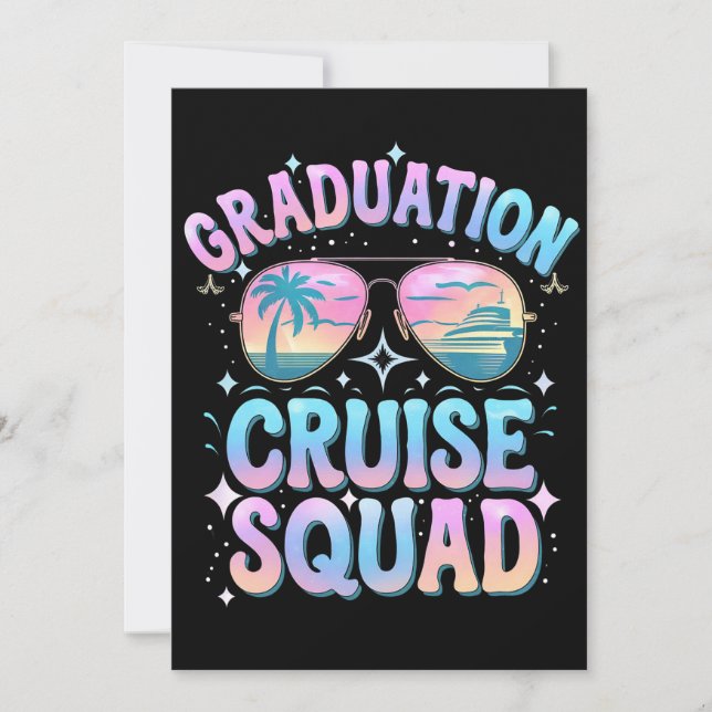 Studenten Cruise Squad Cruising Frakt Retro Inbjudningar (Framsida)