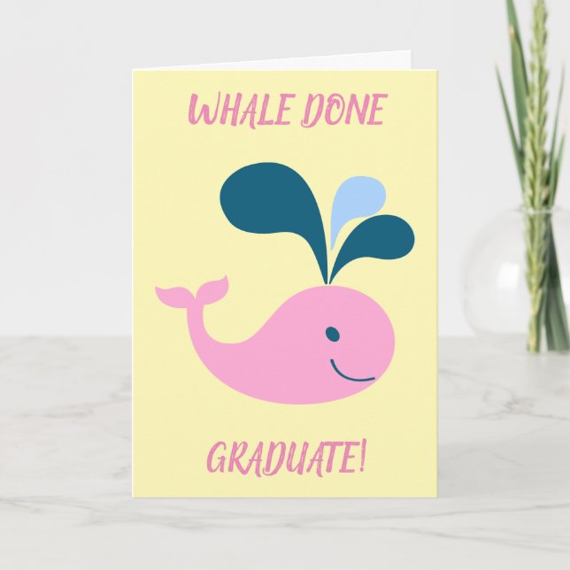 Studenten Cute Funny Whale med tillägg av Student  Kort (Framsida)