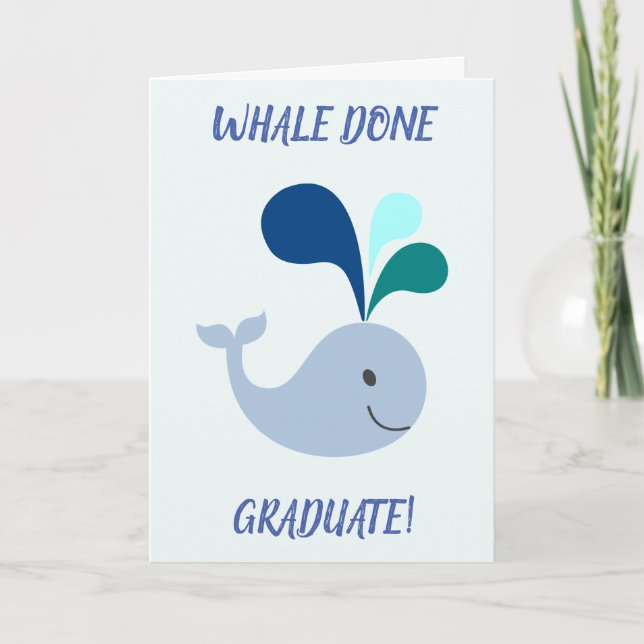 Studenten Cute Funny Whale med tillägg av Student  Kort (Framsida)