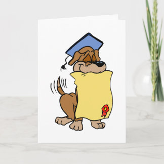 Studenten Cute Puppy Hund innehar ett blankt diplo Kort