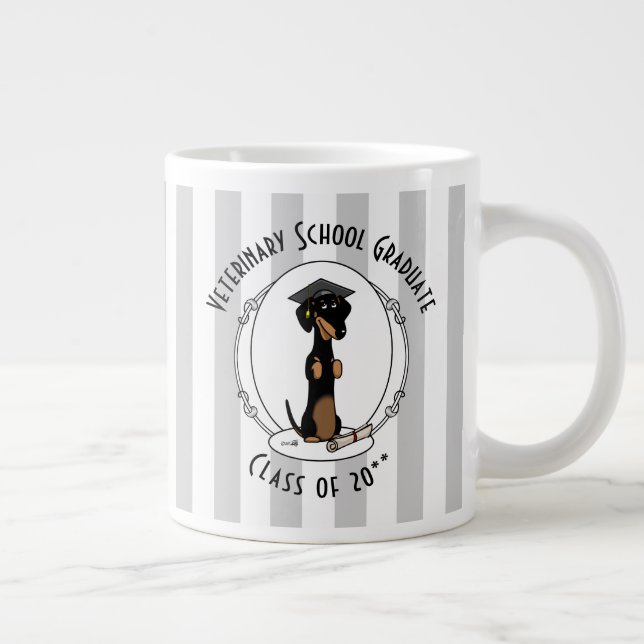 Studenten Dachshund (svartvitt) - Cute hund Jumbo Mugg (Höger)