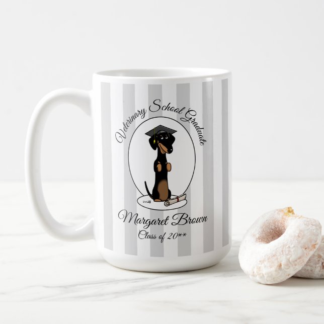 Studenten Dachshund (svartvitt) - Cute hund Kaffemugg (Med munk)