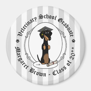 Studenten Dachshund (svartvitt) - Cute hund Magnet