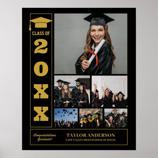 Studenten Dag: Högre klass i fotokollage Black Poster (Framsidan)