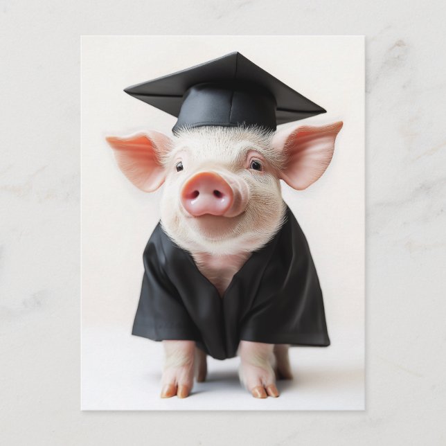 Studenten Day Piggy Stil Inbjudan Vykort (Framsida)
