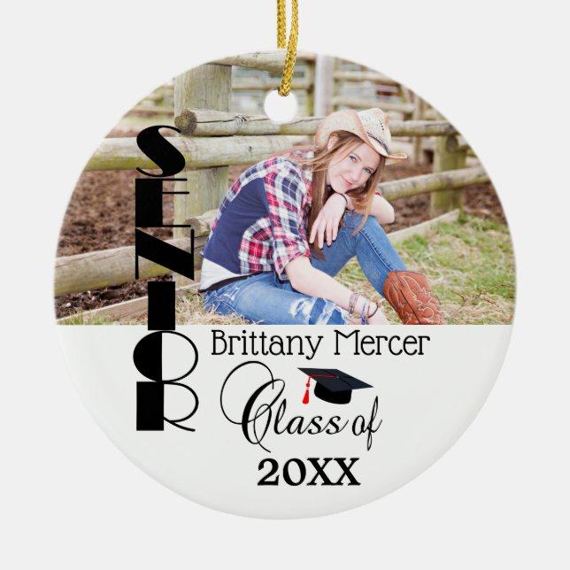 Studenten DIY Photo Memorial Julgransprydnad Keramik (Framsidan)