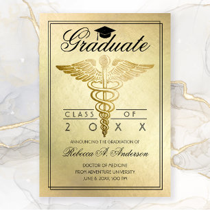 Studenten Doktor Caduceus Guld Grad Cap Meddelande