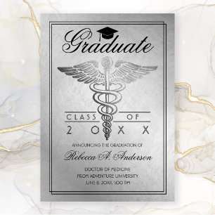 Studenten Doktor Caduceus Silver Grad Cap Meddelande