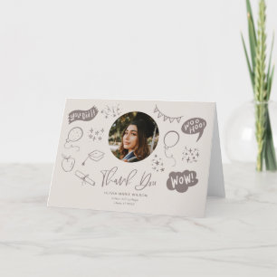 Studenten Doodle med Student Photo Sandy Beige Bei Tack Kort