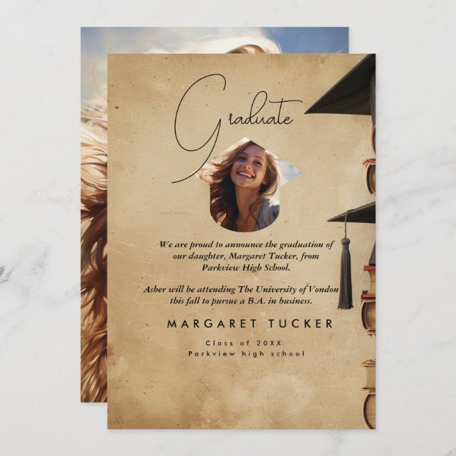 Studenten Dotter I Rustic Meddelande (Fram/baksida)