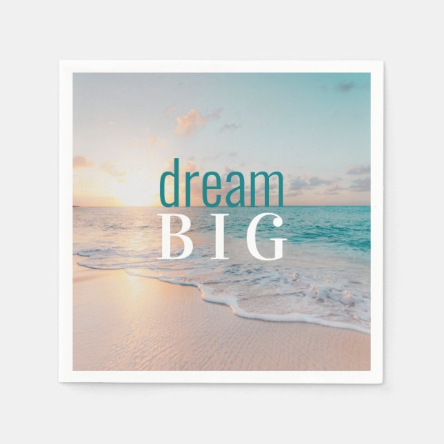 Studenten Dream Big Beach Photo Inspirational Pappersservett (Framsidan)
