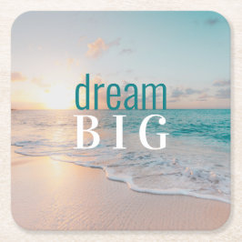 Studenten Dream Big Beach Photo Positivity Underlägg Papper Kvadrat
