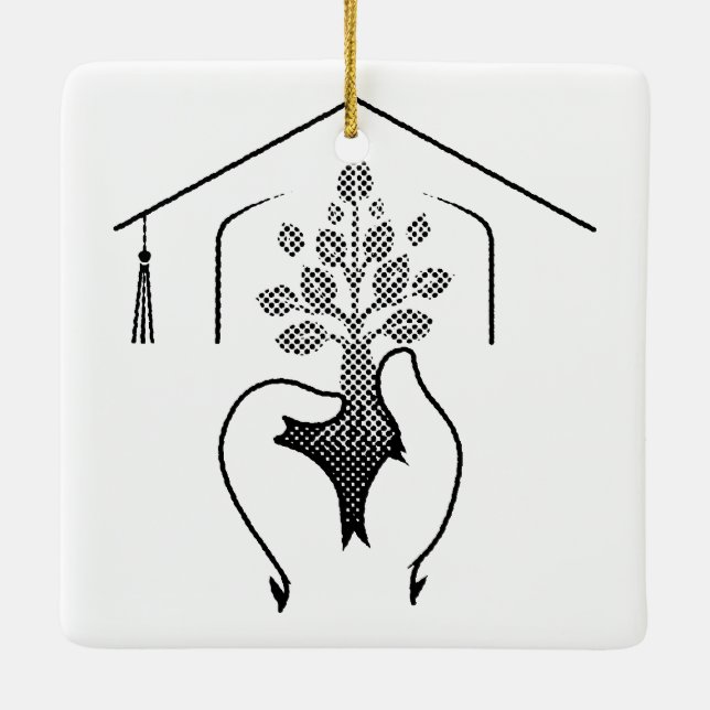 Studenten: Drömmar som är inbyggda i en kraftfull  Julgransprydnad Keramik (Baksida)